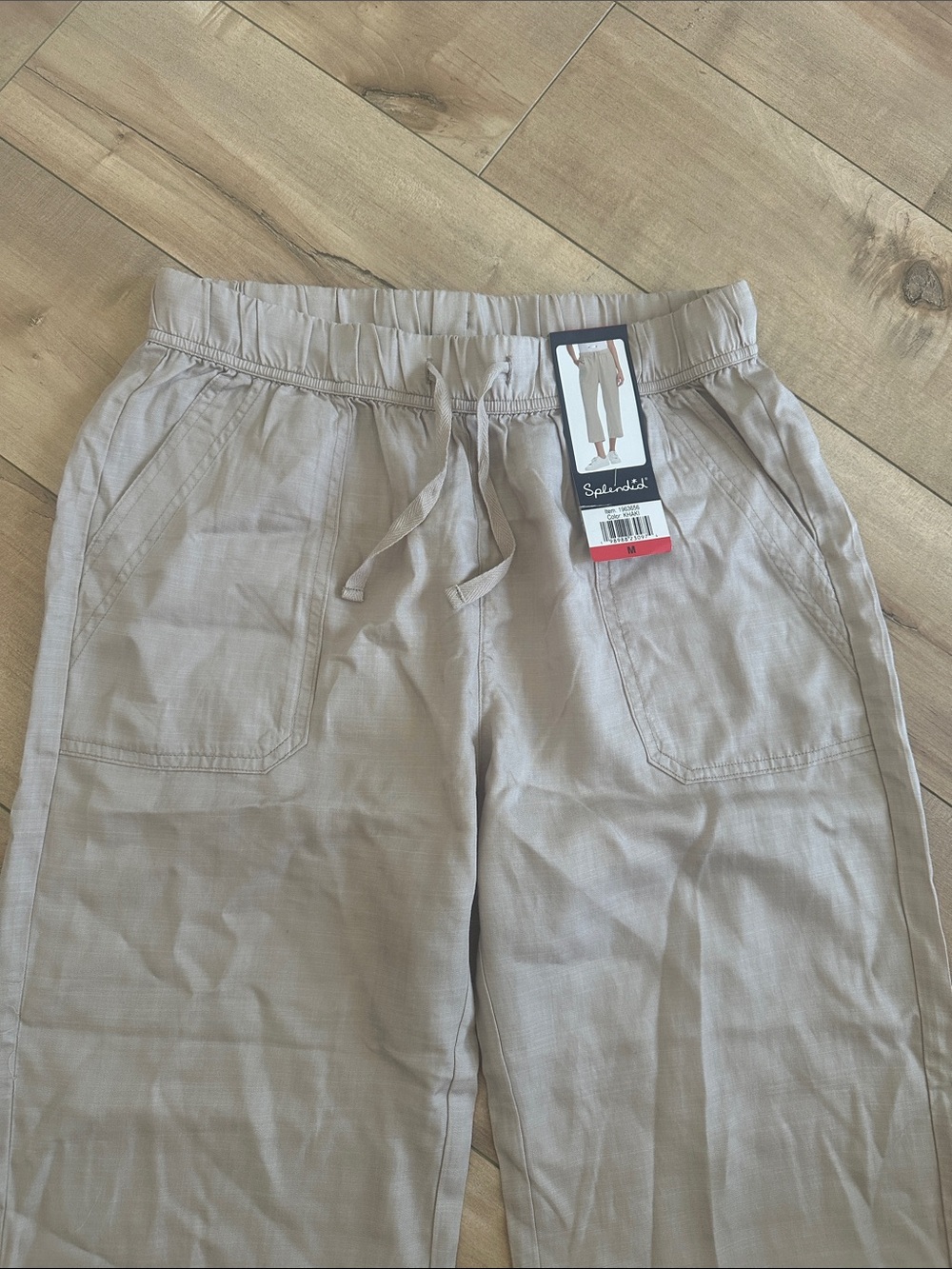 NWT Splendid Wide-Leg Drawstring Chinos - Light Beige Sz M - Picture 4 of 8
